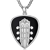 PELOVNY Music Necklace 925 Sterling Silver Guitar Pick/Crystal/Lily/Turquoise Pendant Musical Jewelry for Anniversary Birthday Christmas Gifts Men Women