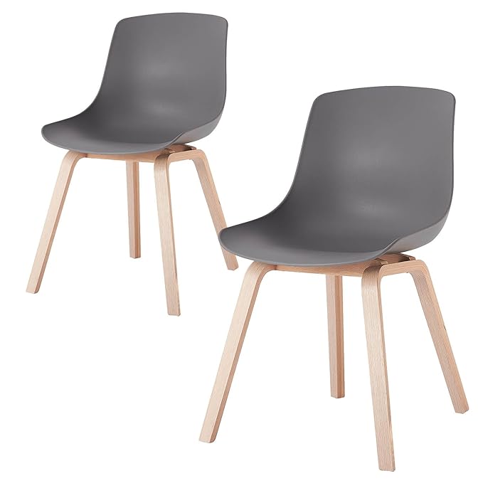 Damiware Juliet Wohnzimmerstuhl Esszimmerstuhl 2er-Set Weiß Polypropylen und Buchenholz Retro Design Stuhl für Büro Lounge Kü