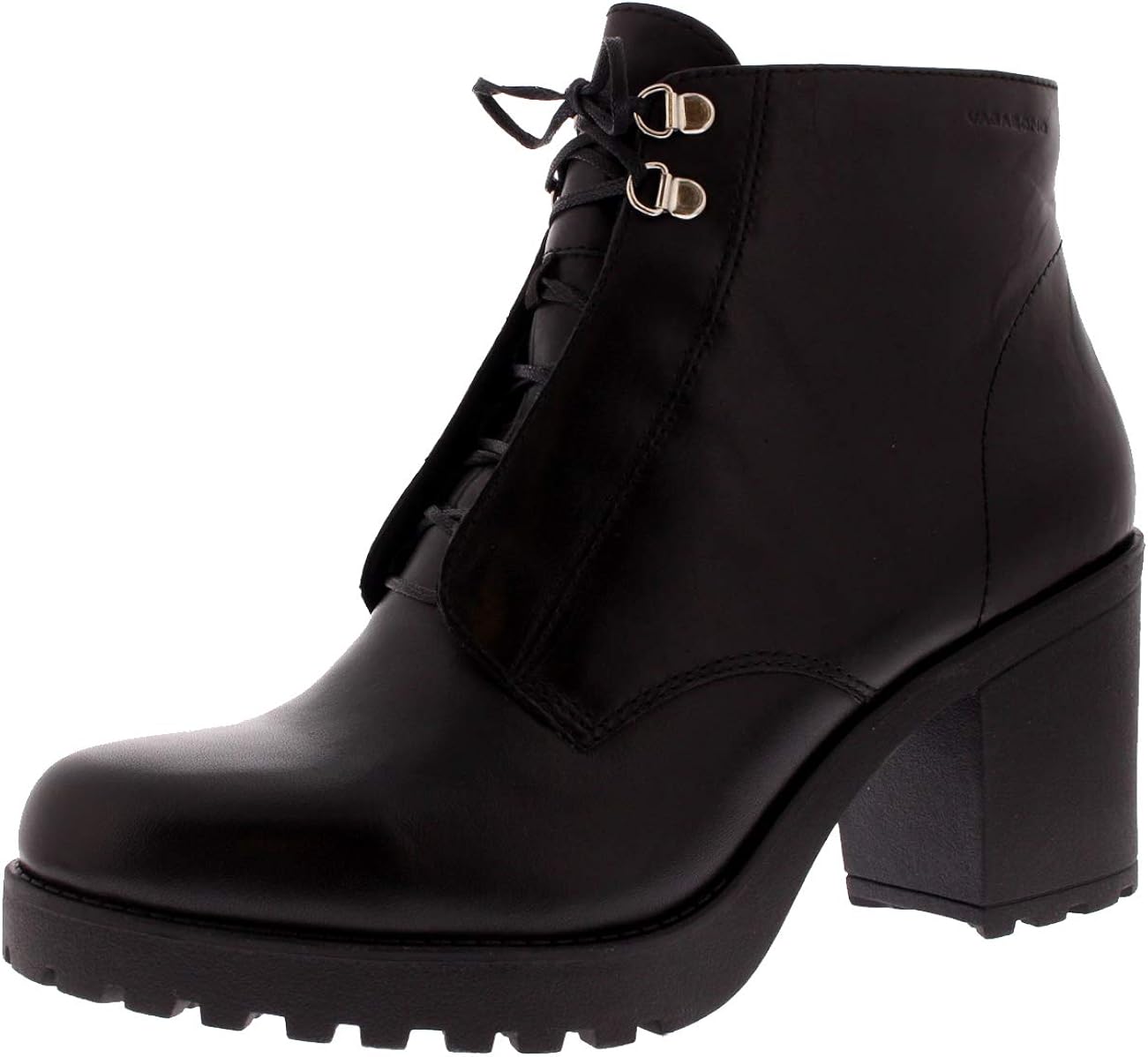 block heel black leather ankle boots