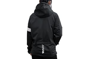 Wulibike Cycling Jackets for Womens Running Jacket Winter Thermal Reflective Hoodie Windproof Coat With 6 Pockets