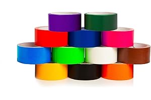 GiftExpress 12 Assorted Colored Duct Tapes 10 Yards x 2 Inch Rolls,12 Multi Purposes Bright Colors Tapes Great Do It Yourself Art Kit Home School