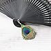 Warmtree Bamboo Folding Fan Handheld Fan, Peacock Feather Pattern