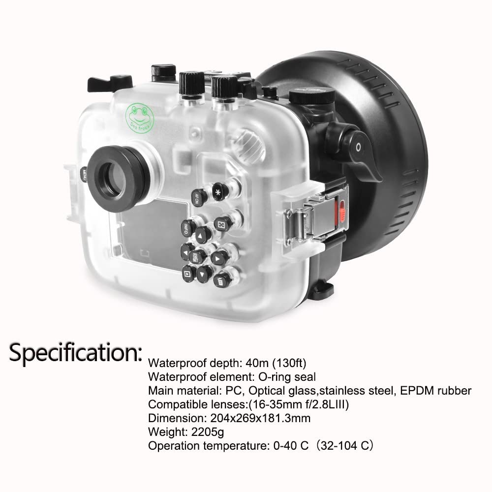 Seafrogs Waterproof housing Underwater Case for Canon EOS RP + EF16-35mm for Diving Underwater Photography- [40m/130ft]