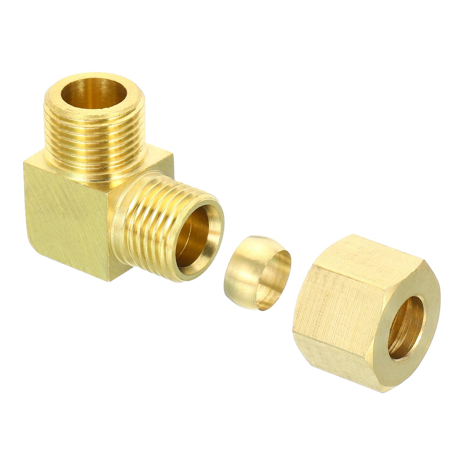 PATIKIL G3/8 Male x 10mm Tube OD Brass Compression Tube Fitting, 90 Degree Elbow Pipe Tube Fitting for Plumbing, Hose Connector