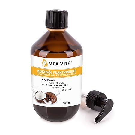 MeaVita Kokosöl fraktioniert, 1er Pack (1 x 500 ml) in Glasflasche inkl. Pumper