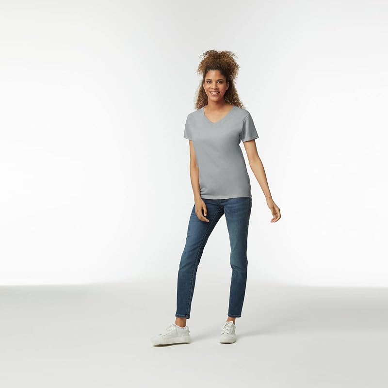 Lot de 2 t-Shirts à col en V en Coton épais pour Femme, Noir, XX-Large