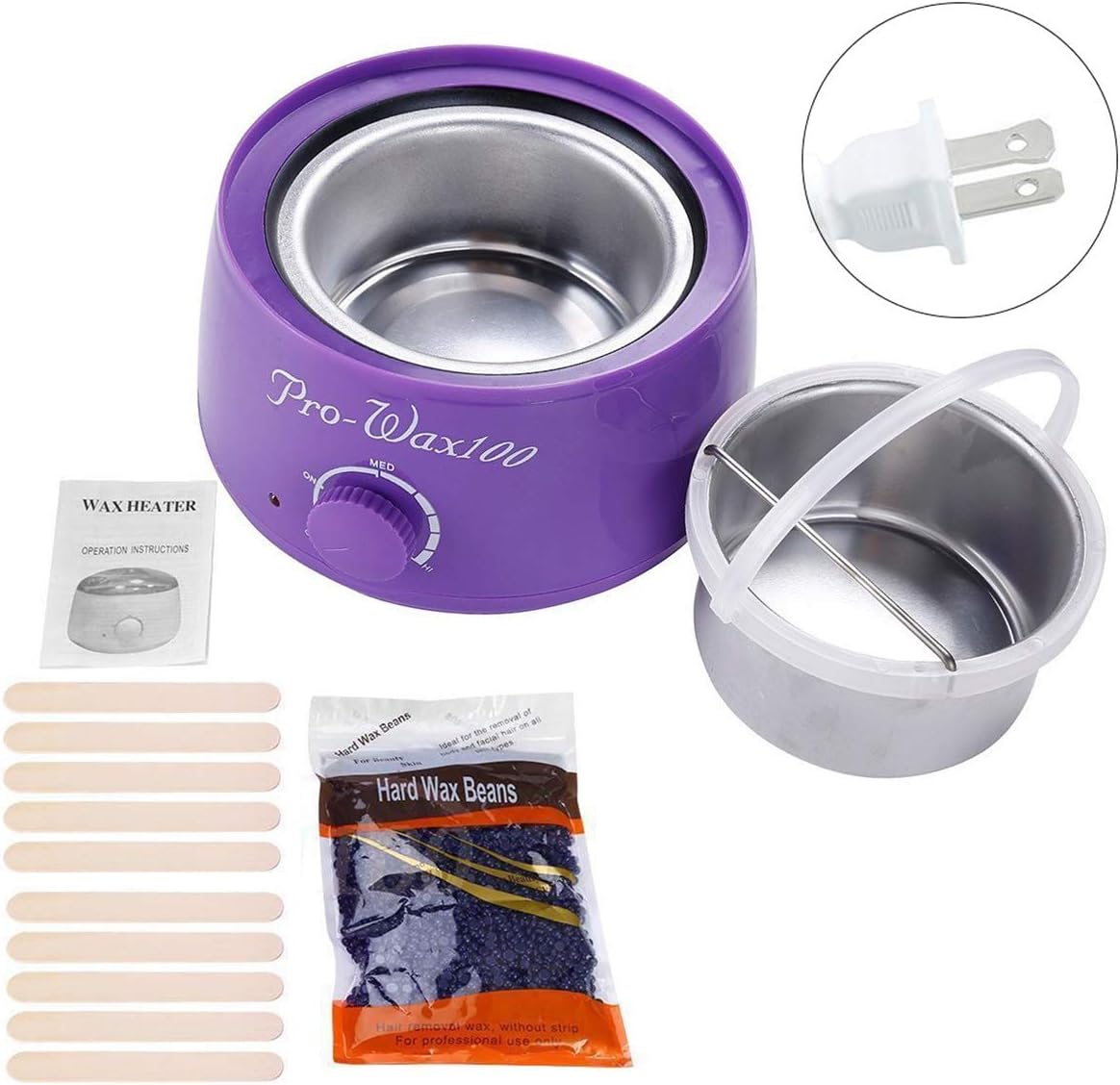 Yuniroom Wax Warmer Kit Complete Waxing Kit Heater Wax Pot Hair Removal Hot Wax Bean Stick Machine Kit Wax Bean + 10pcs Spatulas