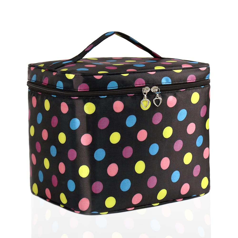 Large Make Up Bag,Make Up Case Large Travel Cosmetic Bags Makeup Bag with Brush Holder Multifunction Case Toiletry Bags with Handle for Women Girls