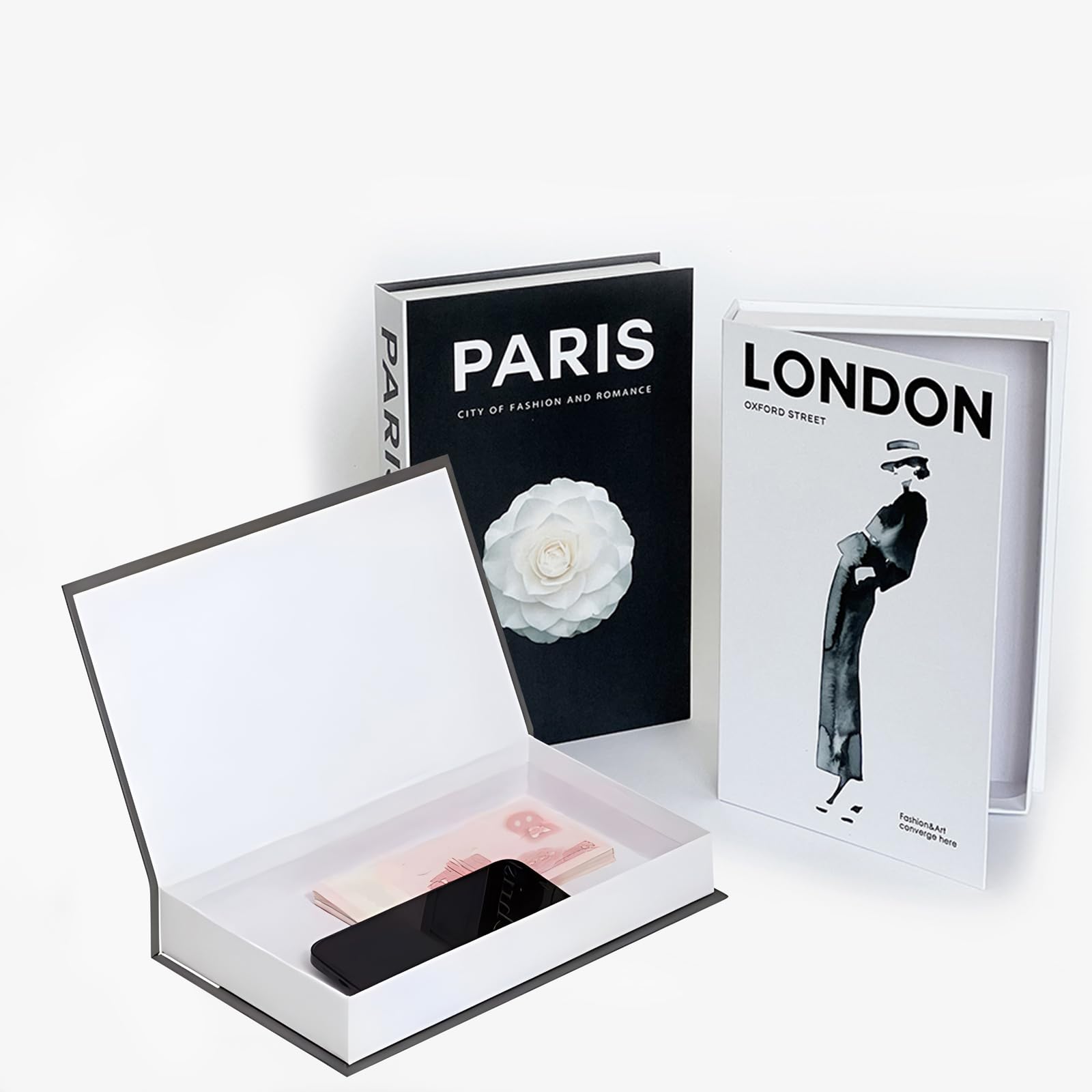 LIKEUDO 3 pcs Decorative Hardcover Decor Book Box Fashion Decoration