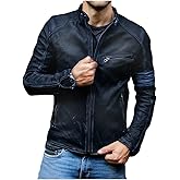 Jild Distressed Café Racer Black Leather Jacket Men - Genuine Lambskin Leather Biker Style Mens Vintage Motorcycle Jacket