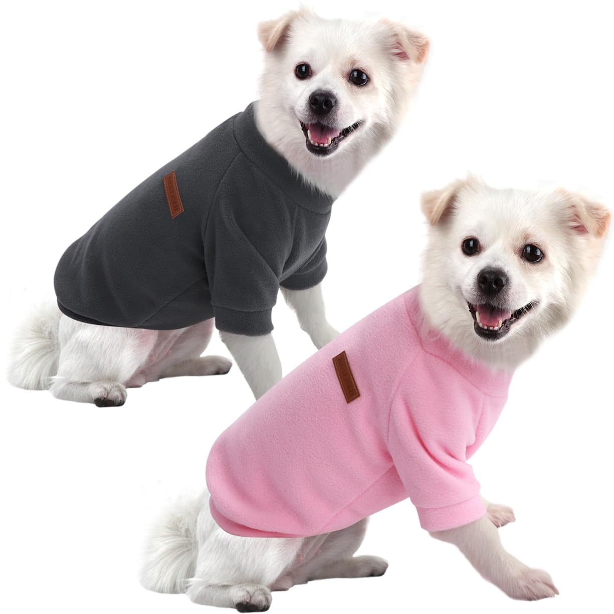 HuaLiSiJi Dog Jumper Dog Hoodie Puppy Fleece Jumper Chihuahua Clothes, Elasticity Softness Comfort and Warmth Easy to Take On and Off, Colour Vibrant (Gray+Pink, S)