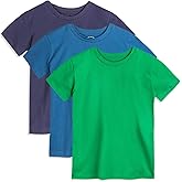Mightly Boys and Girls' Classic Fit Crewneck T-Shirt | Organic Cotton Soft, Multi-Pack Short-Sleeve Basic, Toddlers and Kids