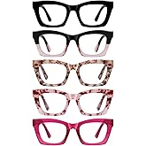 XXZQRYHN Oprah Reading Glasses for Women-5 Pack Blue Light Blocking Square Fashion Readers with Spring Hinge Computer Eyeglasses(Mix1, 2.50x)