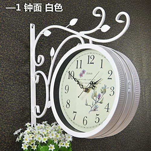WAZZ-American Style Double-side Wall Clock Wall Mount Clock Battery Operated Vintage Home Decor