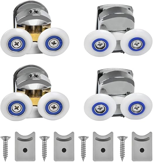 RODPLED Set of 4 Shower Door Twin Rollers Runners Wheels 25 mm, Spare