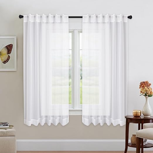 Amazon Com Nicetown Kitchen Window White Sheer Curtains High