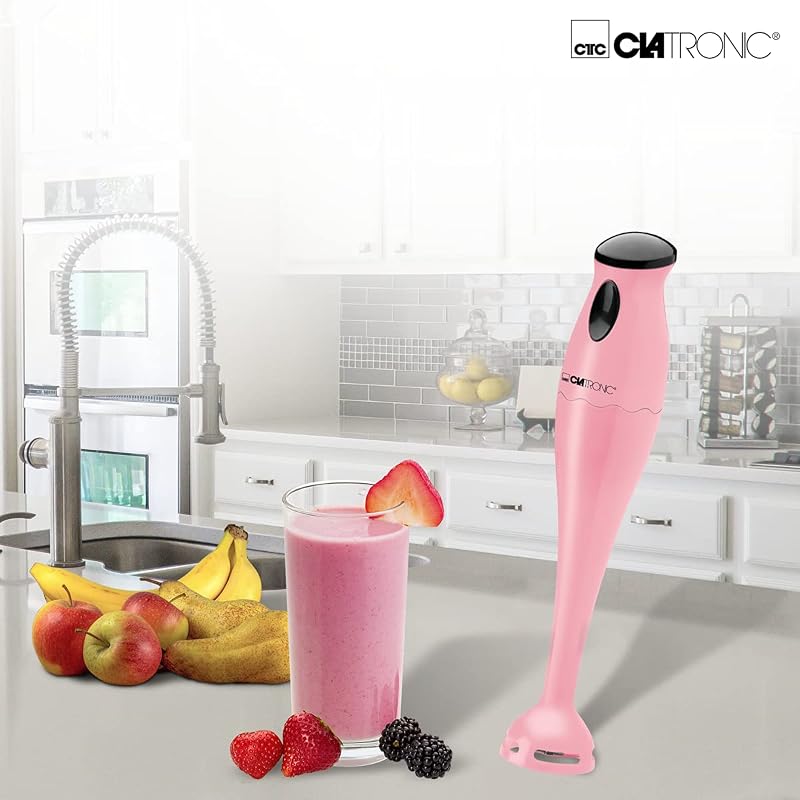 Pürierstab | Stabmixer | 180 Watt | Edelstahl Messer | Rührstab | Babynahrung, Suppe, Smoothies, Püree, Sauce | mit 500 ml Mixbehälter | SM 3577 pink — Foto 4 von 6