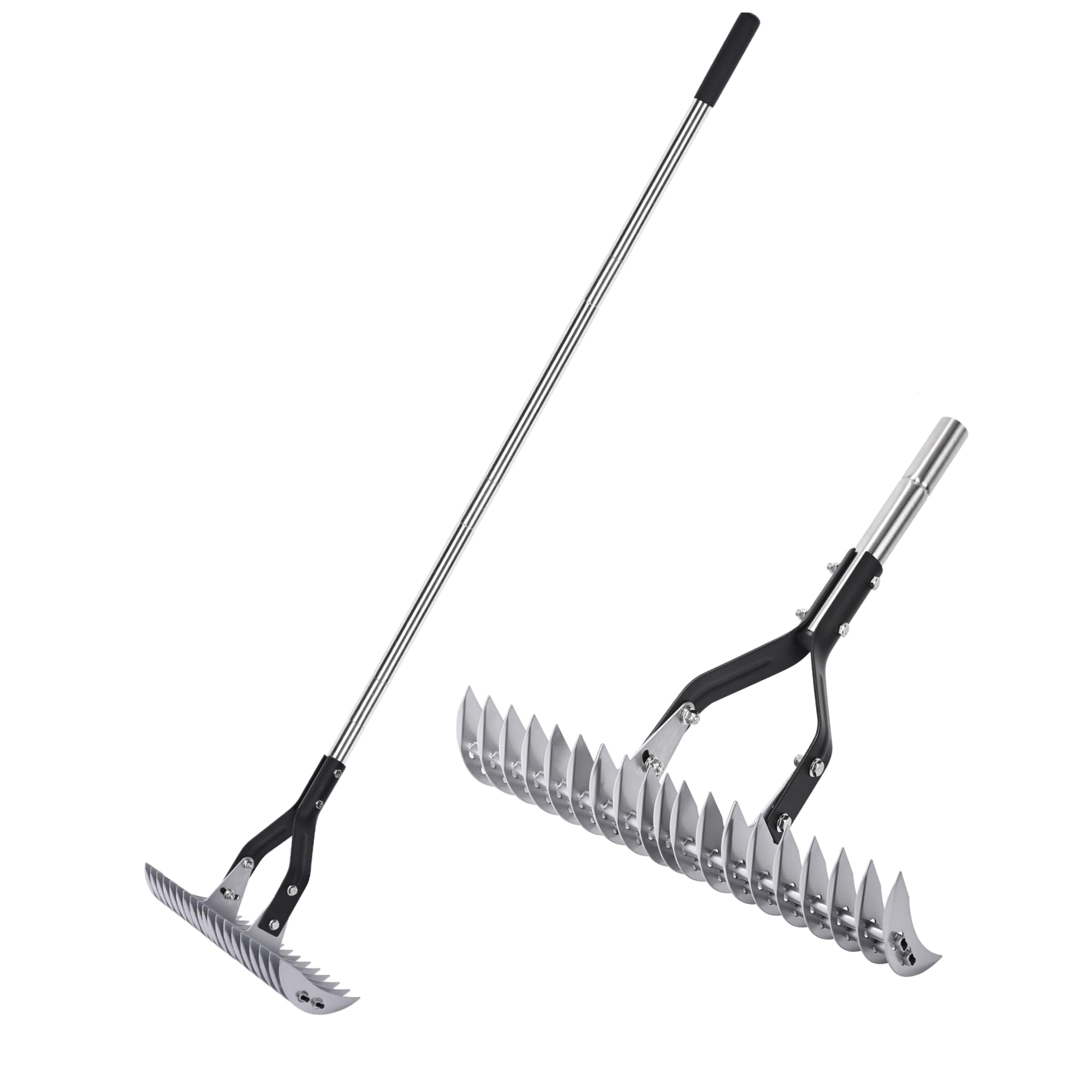 Photo 1 of YEELOR Thatch Rake - 15-Inch Wide Adjustable Handle Thatching Rakes, Adjustable Rake Head Weed Tool, Weed rake for Removing Dead Grass, Combing Lawn & Aerating Garden Soil
