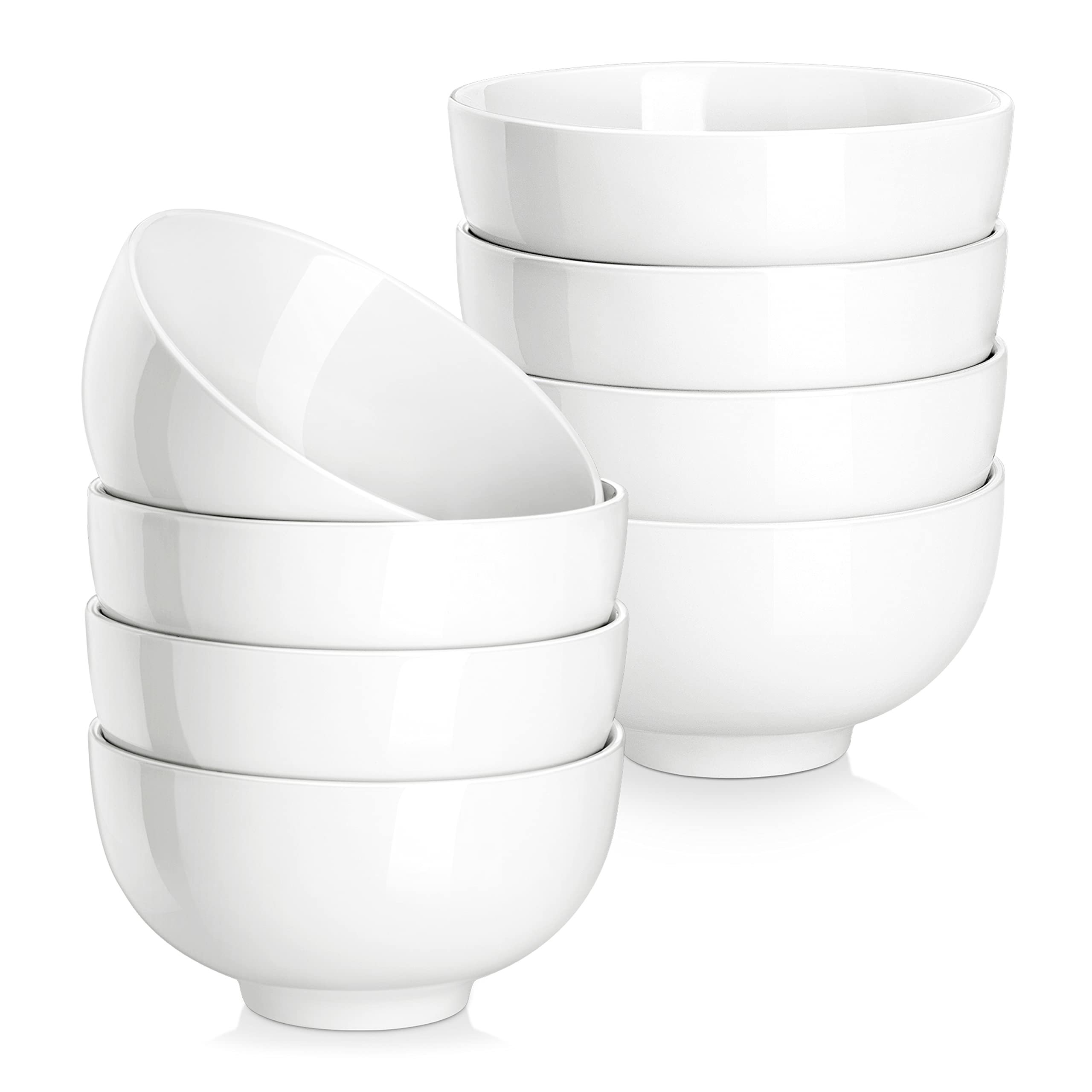 MALACASA Cereal Bowl, 350ml Soup Bowl Set of 8 Small Porcelain Bowls for Cereal/Soup/Rice/Desserts/Ice Cream/Breakfasts, Dishwasher & Microwave Safe, Series Regular