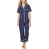 PajamaGram Cotton Pajamas For Women - Capri Pajamas For Women Set, 100% Cotton
