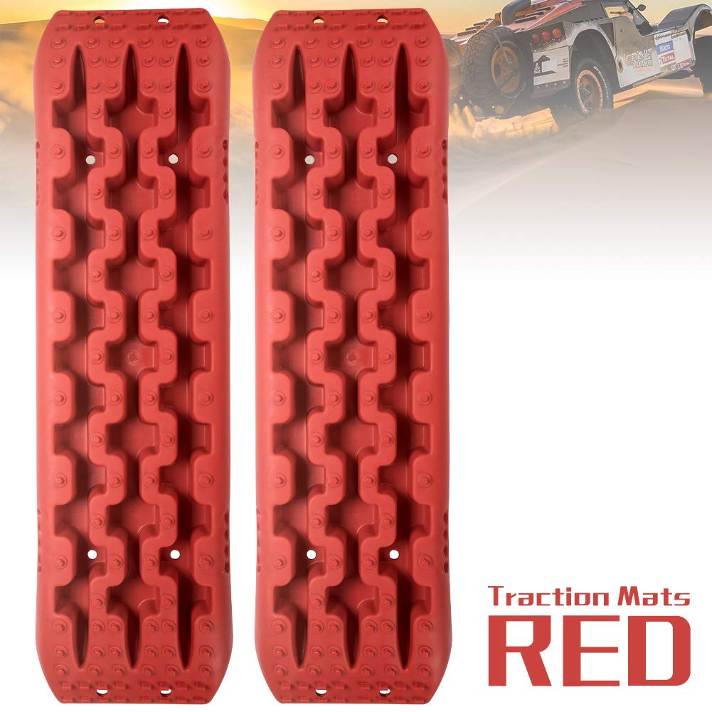 FieryRed Traction Tracks 2 Pcs Red Traction Mat Recovery