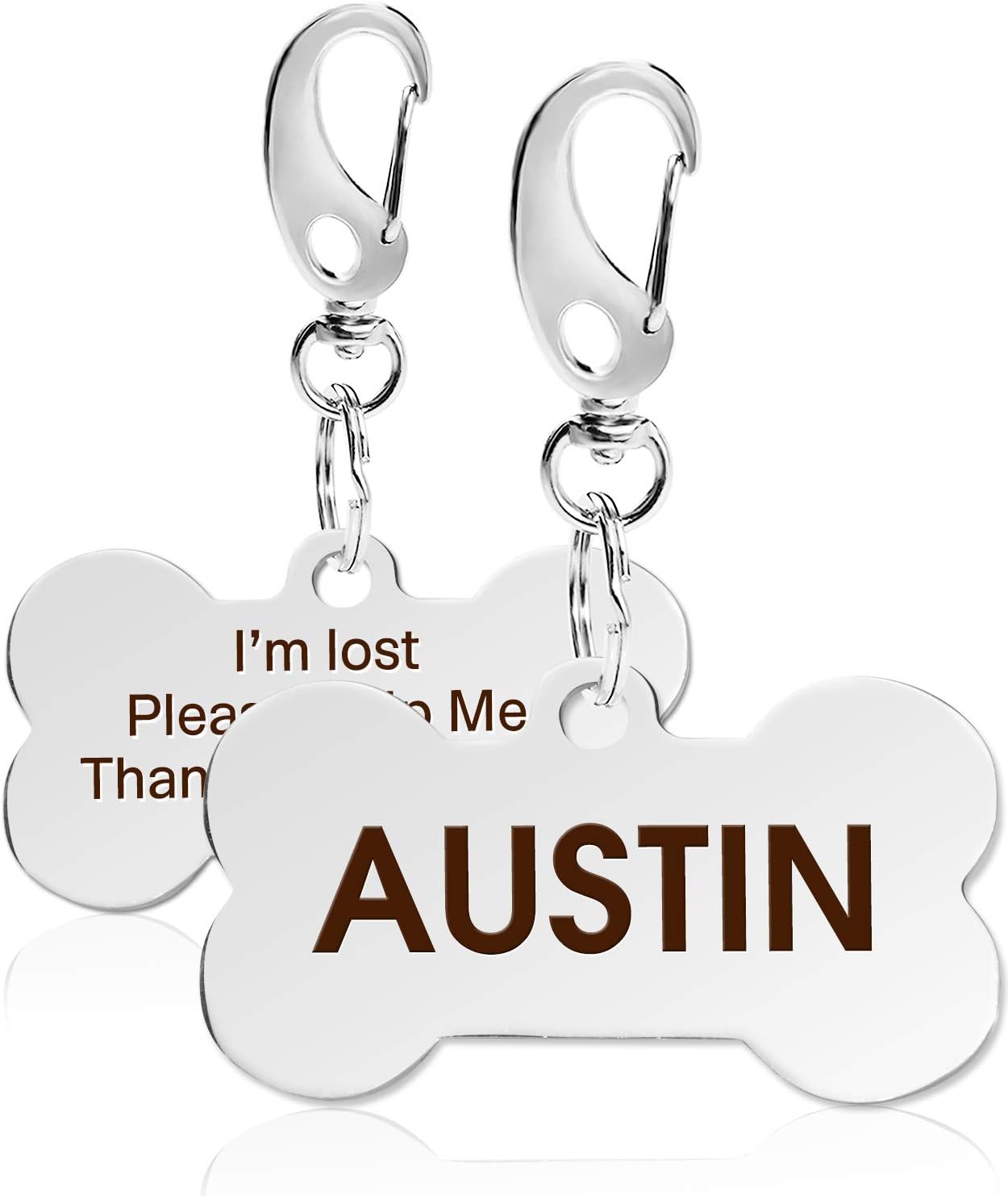 Joytale Personalisierte Hundemarke aus Edelstahl Knochen Hund Anhänger