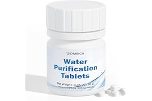 WOMRICH Water Purification Tablets (100 Count) - Water Tablets Purification for Survival, Emergencies, Camping, Boating, Hiking, Backpacking, RVs - Water Purifier Treatment Tablets for Safe Drinking Anywhere