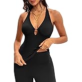 NODHUT Women's Workout Tank Tops Sexy Summer Deep V Neck Racerback Ribbed Fitted Going Out Camisole Tops