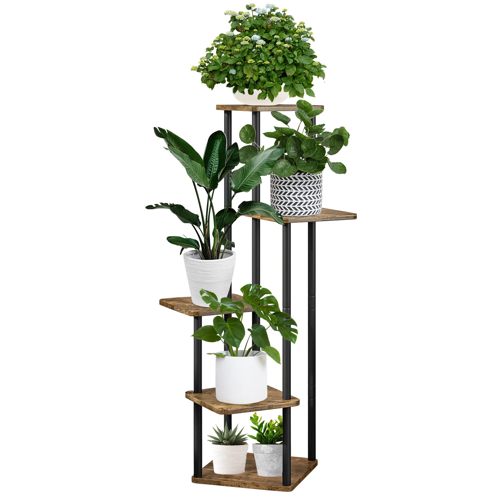 MUAEEOK Plant Stand 5 Tier 106 cm/41.8 Inch Plant Stands Indoor Metal Flower Shelf for Multiple Plants Corner Tall Flower Holders for Patio Garden Living Room Balcony Bedroom (5 Tier-Black)