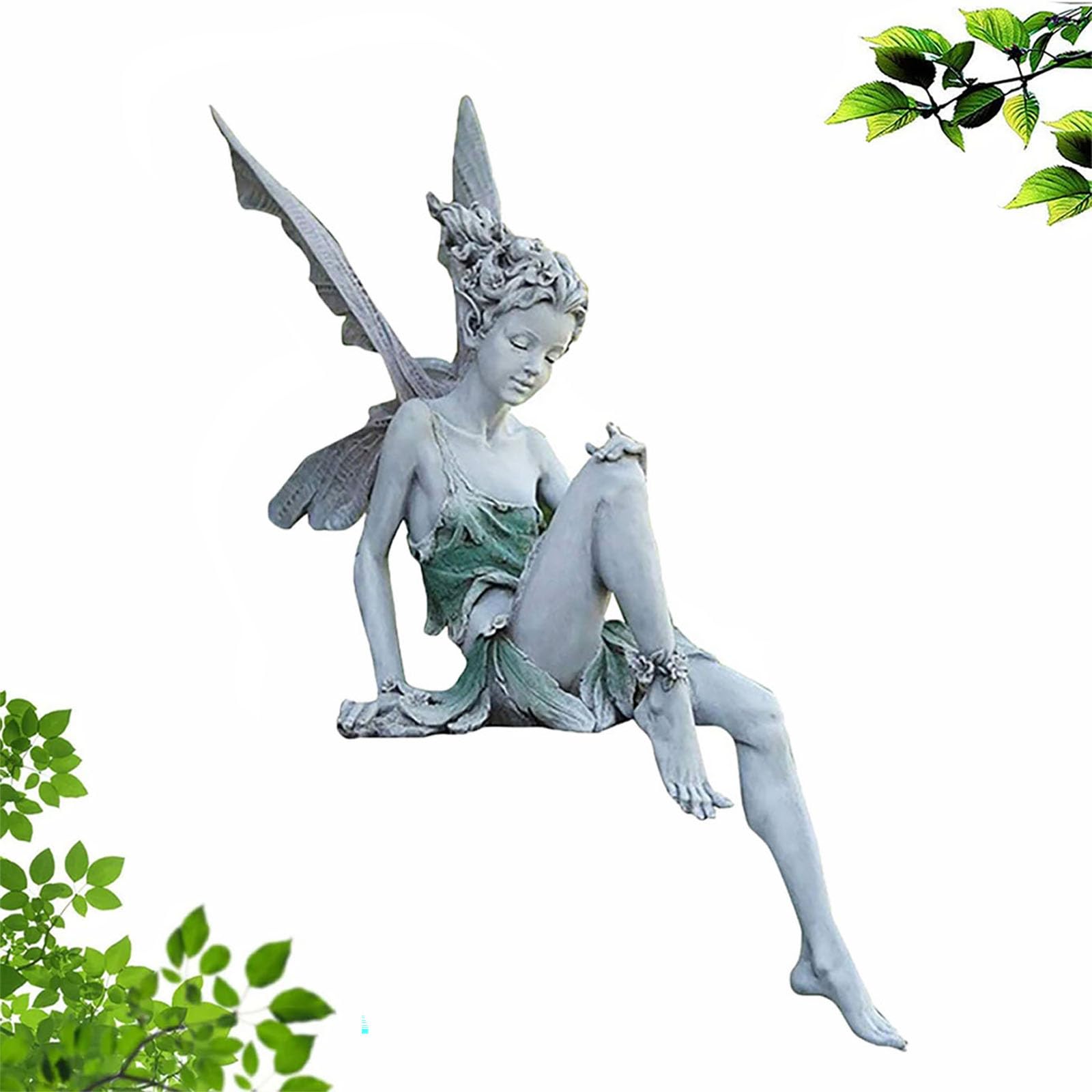 LSRVNM 22cm Resin Sitting Fairy Statue With Wings - Garden Ornament, Miniature Sculpture for Outdoor, Patio