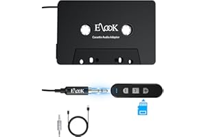 Elook Cassette to Bluetooth Adapter for Car, 5.1 Bluetooth Receiver Kit for Cassette Aux Adapter with 3.5 MM Auxillary Cable,