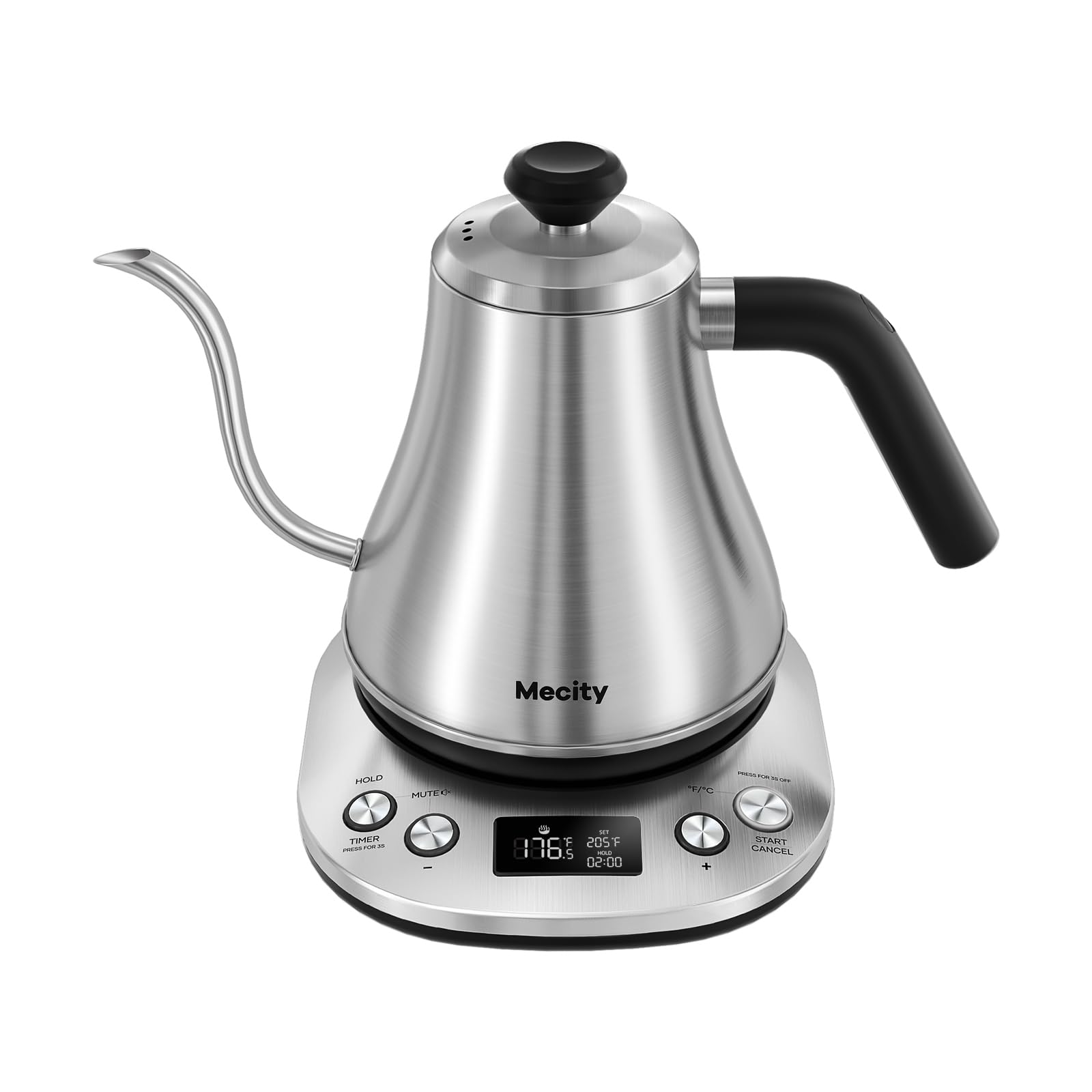 Photo 1 of Mecity Electric Gooseneck Kettle With LCD Display Automatic Shut Off Retro Coffee Kettle Temperature Control Hot Water Boiler to Pour Over Tea, 1200 Watt Quick Heating Tea Pot, 0.8L, Stainless Steel