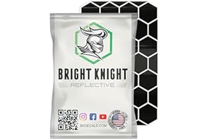 BRIGHT KNIGHT DECALS Bright Knight Reflective Tape Hexagon Hard Hat Reflective Stickers. 1" Black Motorcycle Helmet Stickers Made with 3M Reflective Tape. Vinyl Waterproof Reflective Stickers to Stay Visible at Night.