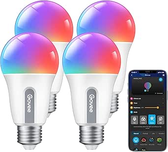 Govee Smart Light Bulbs, RGBWW Color Changing Light Bulbs, Music Sync, 30 Dynamic Scenes, 16 Million DIY Colors Wi-Fi &amp; Bluetooth Light Bulbs Work with Alexa &amp; Google Assistant, 4 Pack