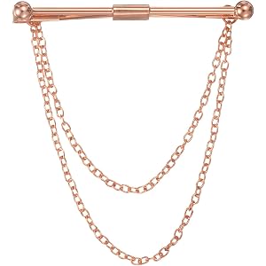 MECCANIXITY Collar Pins for Men, Shirt Collar Bar with Double Chains Tassel Shirt Clip Tie Pins Holder Ties Accessories for M