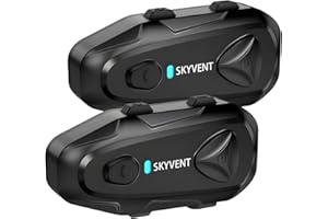 SKYVENT Q4 Motorcycle Bluetooth Communication System Headset Intercom, 4 Riders 1500m Music Sharing, FM, Noise Cancellation, 