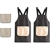 MGLNRY Apron with Pockets for Women and Men Cross Back Design,Apron with Towel Attached,Waterproof Lightweight Fabric