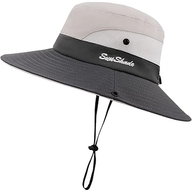 Butterme Chapeau Plage Pliable Kaki – Visière Large Anti-UV, Paille Naturelle Avec Nœud & Velcro Réglable