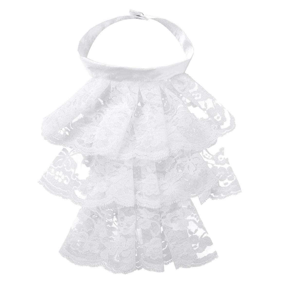 CHICTRY Lace Jabot Victorian Renaissance Ruffled Neck Collar Colonial Pirate Costume Accessory Cosplay Fancy Dress White One Size