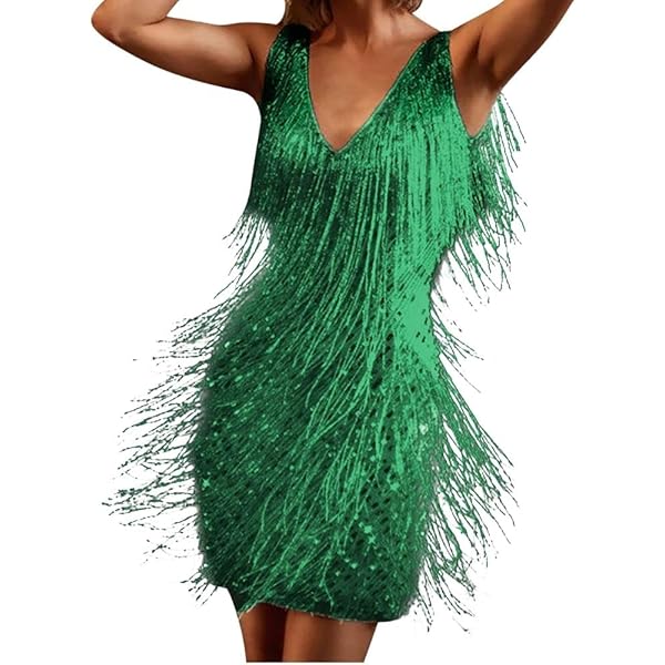 get in the groove emerald green sequin fringe bodycon dress Jimena Bodycon Long Sleeves Sequins Short Party Dresses, Emerald Green main image 0