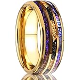 Concept Knight Tungsten Carbide Rings for Men Women 8mm Inlaid Nebula Opal and Gold Foil Men's Engagement Wedding Bands Fashion Luxury and High Polish