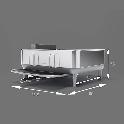 simplehuman Compact Kitchen Dish Drying Rack With Swivel Spout