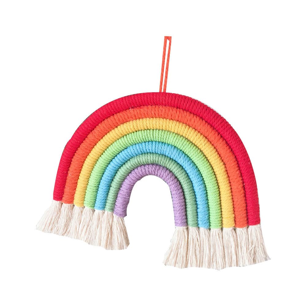 BESPORTBLE Somewhere Over The Rainbow Rainbow Grey Over The Cotton Woven Tassel Hanging Ornaments Tapestry Clouds Wooden Clouds Cotton Rope Tapestry Tassel Resin Wall