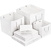 Yesland 30 Pack White Kraft Bags with Ribbon Handles, 3 Sizes Paper Gift Wrap and Shopping Bag, Reusable Square Large Retail Business Packaging Bags for Goodie Party Wedding Present(10'', 8'', 6'')