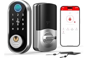 SMONET PRO Smart Lock – Fingerprint Keyless Entry Door Lock for Front Door, Bluetooth Electronic Deadbolt with App Control, Auto Locking, eKey Sharing, Alexa Compatible Digital Keypad, Silver