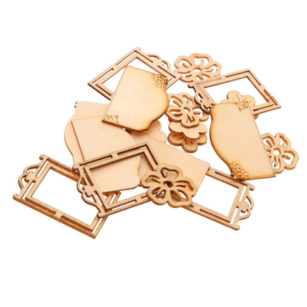 Buy Kawn 16 Pieces Mixed Wooden MDF Frame Shape Photo Frame, MDF, Craft