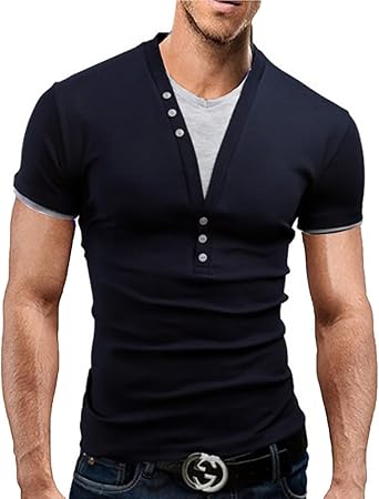 t shirt col v moulant homme
