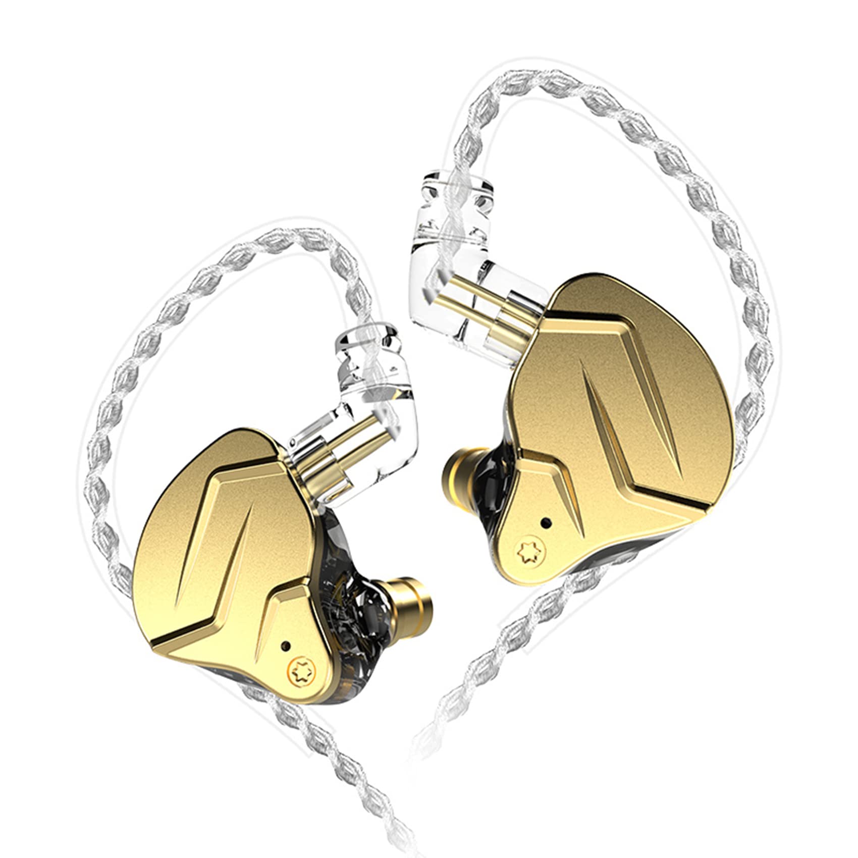 KZ ZSN Pro X IEM in Ear Monitors, HiFi KZ Wired Earbuds Headphones Hybrid Driver 1ba 1dd in-Ear Earphones Detachable Cable for Gaming (No mic, Gold)