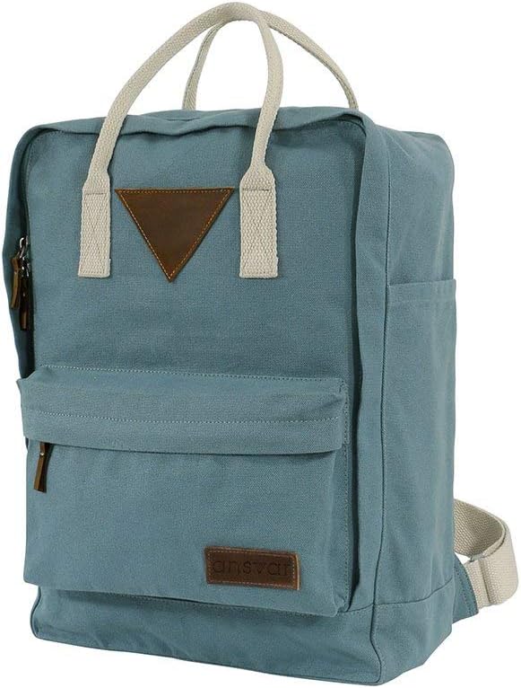 ansvar II Organic Cotton Canvas Backpack - Teal Unisex Daypack from 100% Sustainable Material - Water-Repellent - First GOTS & Fairtrade certified Rucksack