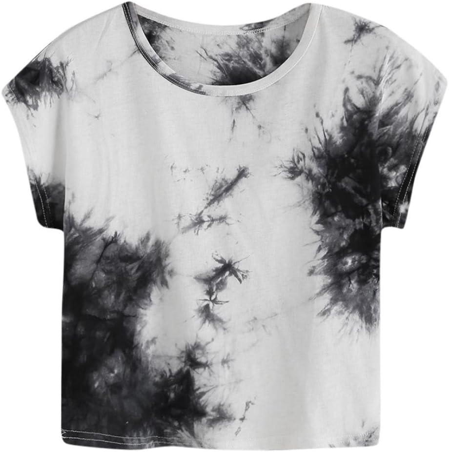 Litetao Womens Girls Tank Top Tie Dye Ombre Print Hooded Crop Sleeveless T-Shirt Fashion Tops